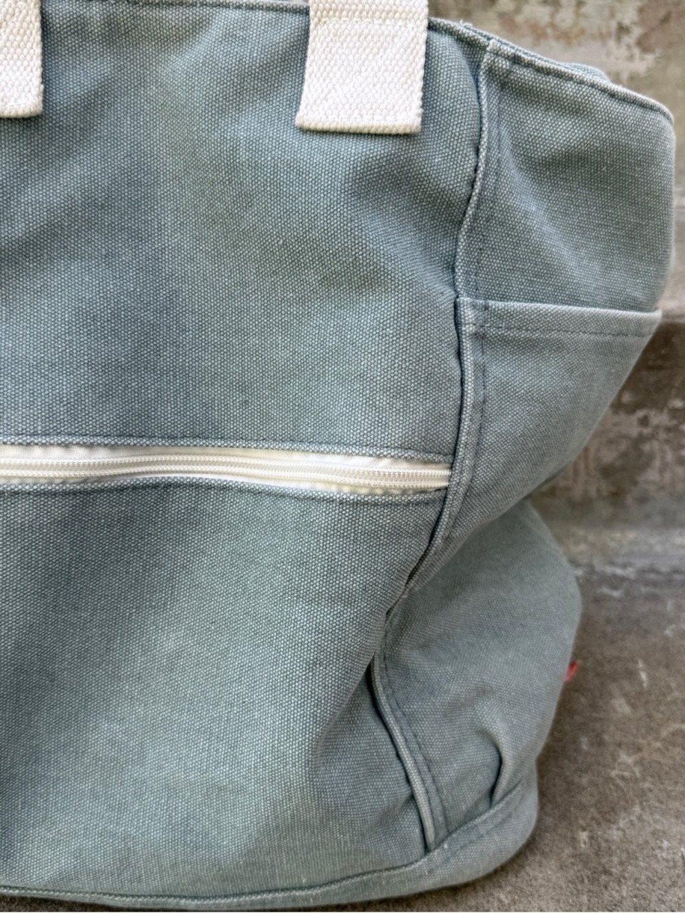Birdling Backpack Tote Green grey Canvas Minimalist Multi Pocket Rucksack - Picture 4 of 9